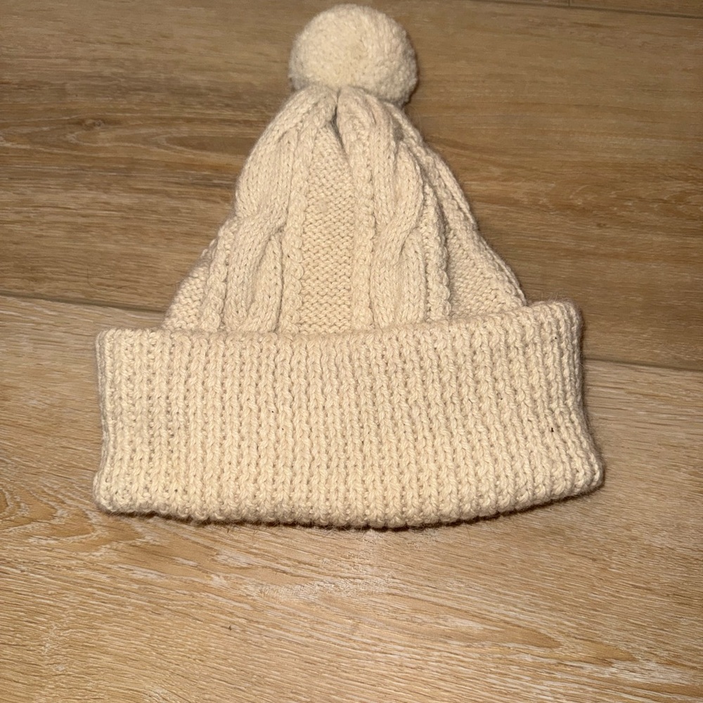 Donated - Cozy Cream Knit 100% Alpaca Pom-Pom Hat - Picture 5 of 5